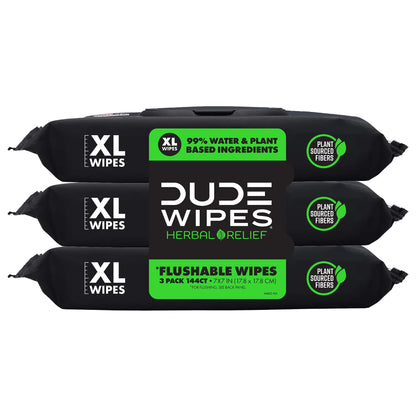 Wipes Flushable Wipes, XL Wet Wipes for at Home Use, Herbal Relief, 144 Count