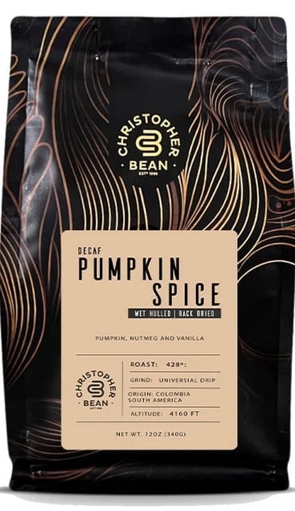 Coffee Pumpkin Spice Coffee, Decaf | Flavored Coffee Ground | Non-Gmo Halloween Coffee | Arabica Coffee Beans, Makes 30 Cups | Fall Coffee | Non-Dairy & Sugar-Free, 12Oz Bag