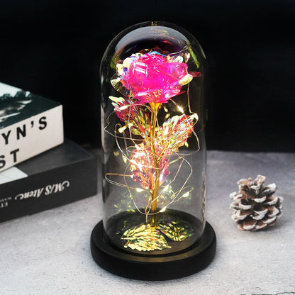 Beauty and the Beast Rose Rose in LED Glass Dome Forever Rose Red Rose Valentine'S Day Mother'S Day Special Romantic Gift