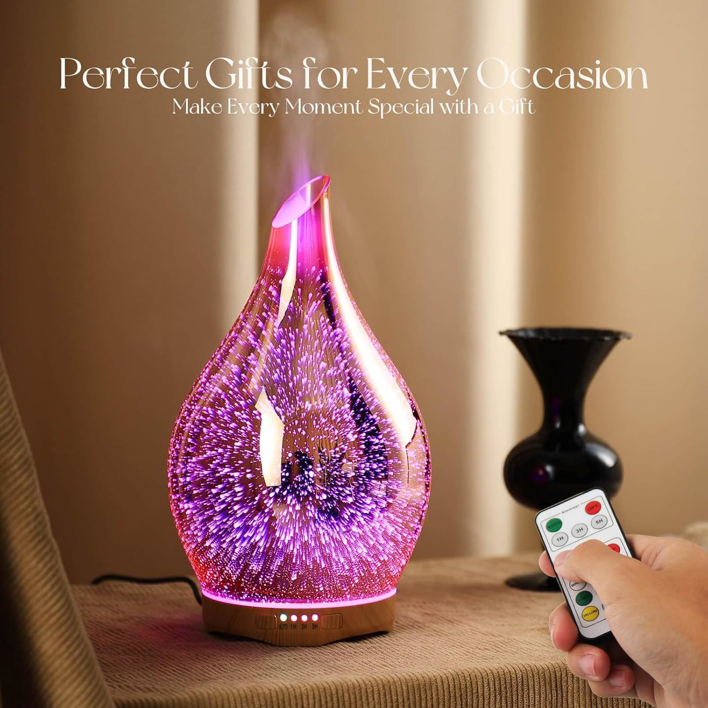 280ML Essential Oil Diffuser, Aroma Ultrasonic Humidifier with Remote Control, BPA Free, Auto Shut-Off, Timer Setting