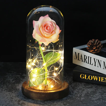 Beauty and the Beast Rose Rose in LED Glass Dome Forever Rose Red Rose Valentine'S Day Mother'S Day Special Romantic Gift