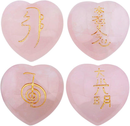 Healing Crystal Lapis Lazuli 4Pcs Engraved Chakra Stones Palm Stone Reiki Balancing