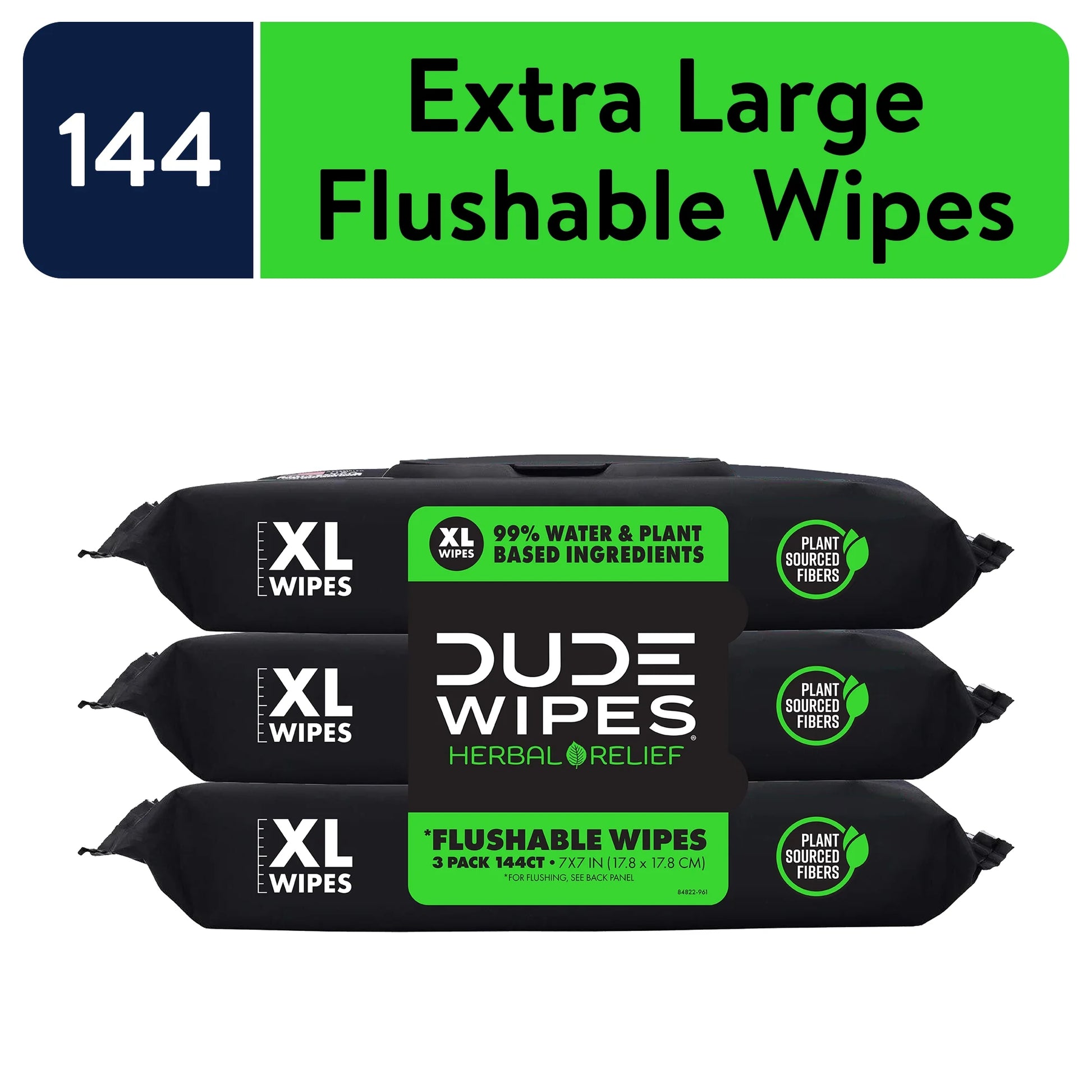 Wipes Flushable Wipes, XL Wet Wipes for at Home Use, Herbal Relief, 144 Count