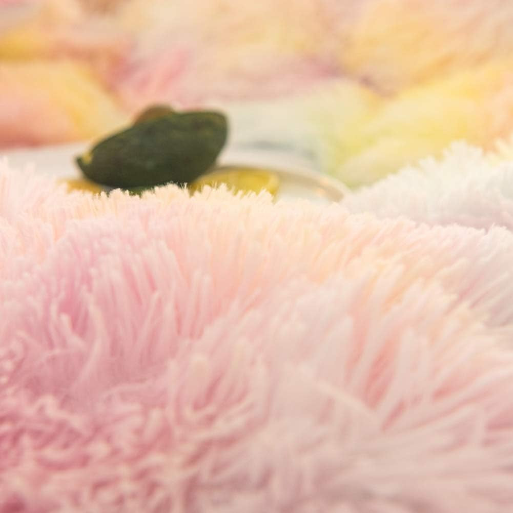 5 PCS Shaggy Duvet Cover Bedding Set - Fluffy Comforter Cover Long Faux Fur Luxury Ultra Soft Cozy (Ice Cream, Full/Queen)