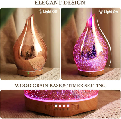 280ML Essential Oil Diffuser, Aroma Ultrasonic Humidifier with Remote Control, BPA Free, Auto Shut-Off, Timer Setting