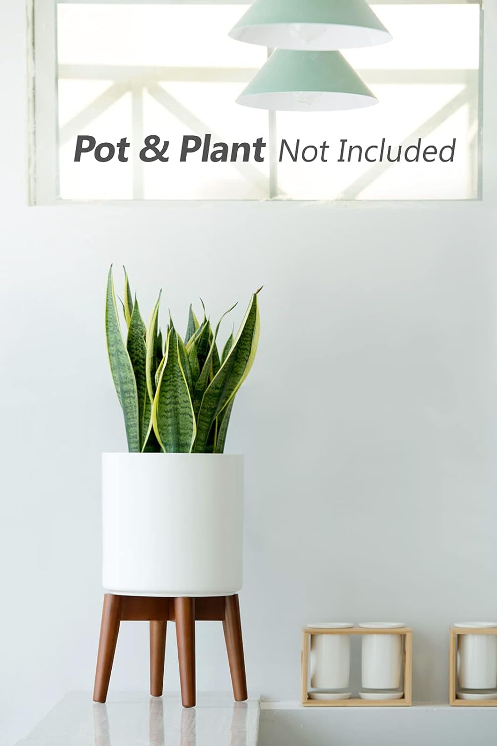 Plant Stand Mid-Century Modern Indoor (Plant and Pot NOT Included) Flower Holder Home Decor, Brown